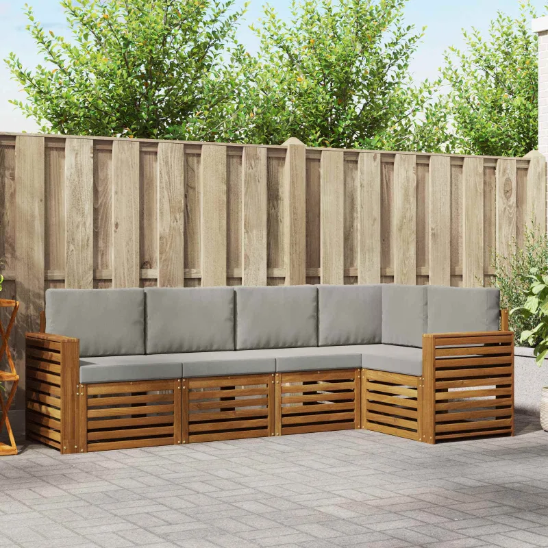 Sekcijos sofų komplektas 5 pcs Natūrali ir šviesiai pilka