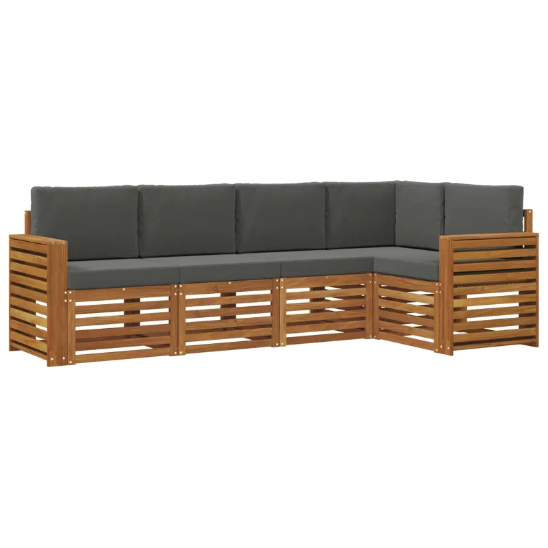 Sekcijos sofų komplektas 5 pcs Natūralus ir antracitas