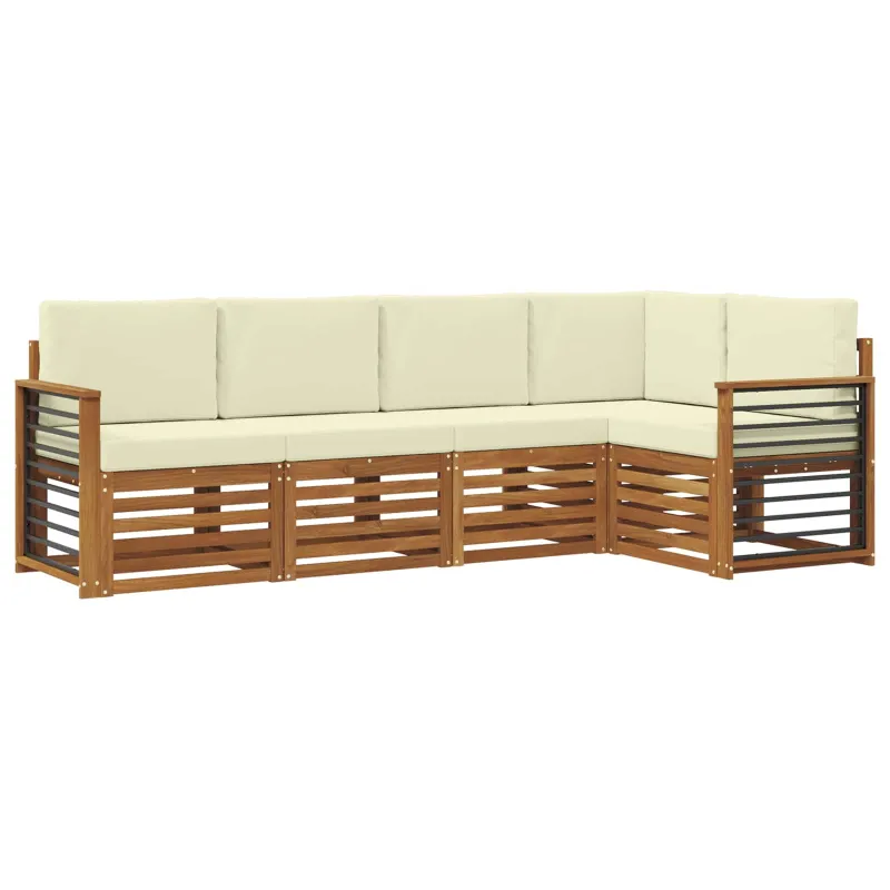 Sekcijos sofų komplektas 5 pcs Natūralus ir grietinėlė