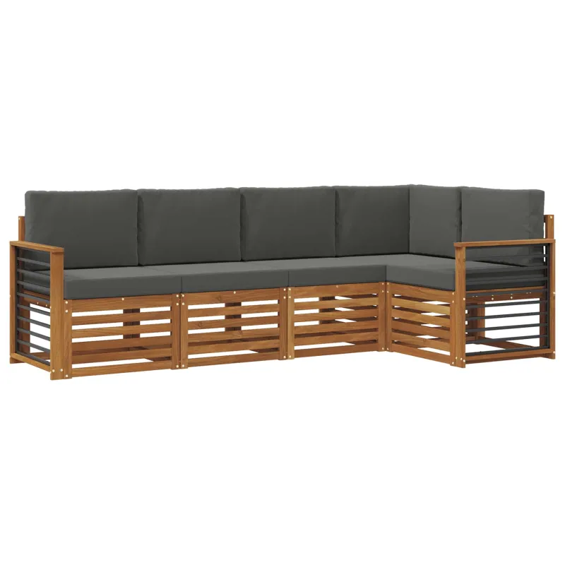 Sekcijos sofų komplektas 5 pcs Natūralus ir antracitas