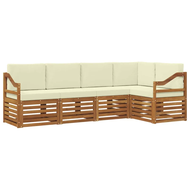 Sekcijos sofų komplektas 5 pcs Natūralus ir grietinėlė