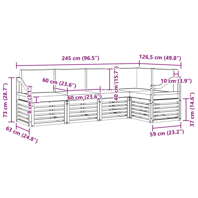 Sekcijos sofų komplektas 5 pcs Natūralus ir grietinėlė
