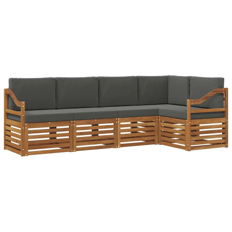 Sekcijos sofų komplektas 5 pcs Natūralus ir antracitas