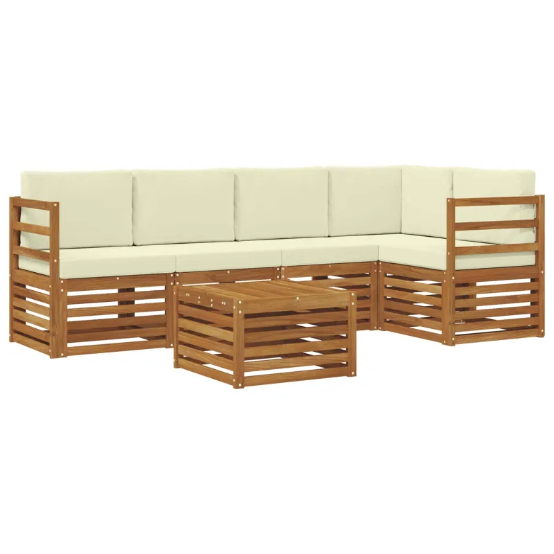 Sekcijos sofų komplektas 6 pcs Natūralus ir grietinėlė