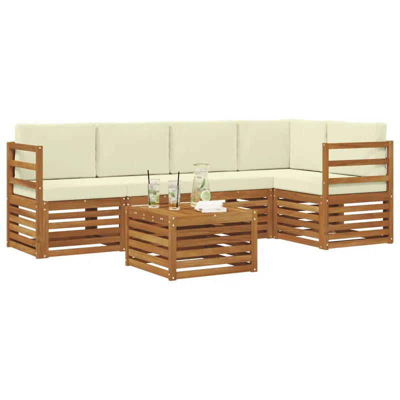 Sekcijos sofų komplektas 6 pcs Natūralus ir grietinėlė