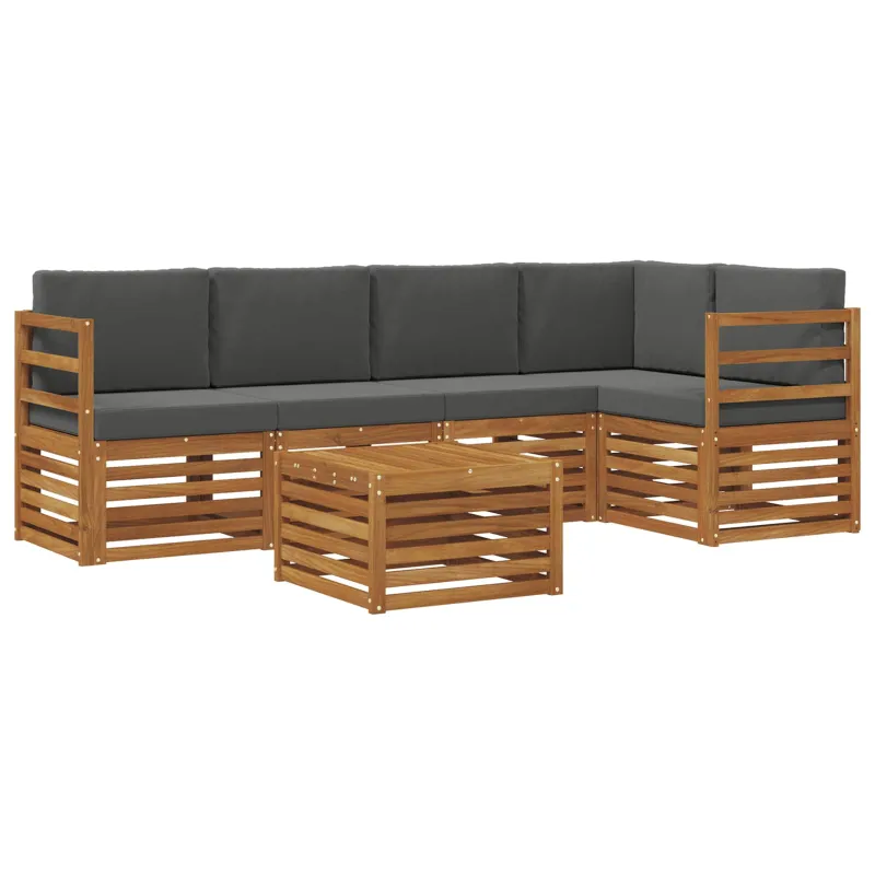 Sekcijos sofų komplektas 6 pcs Natūralus ir antracitas