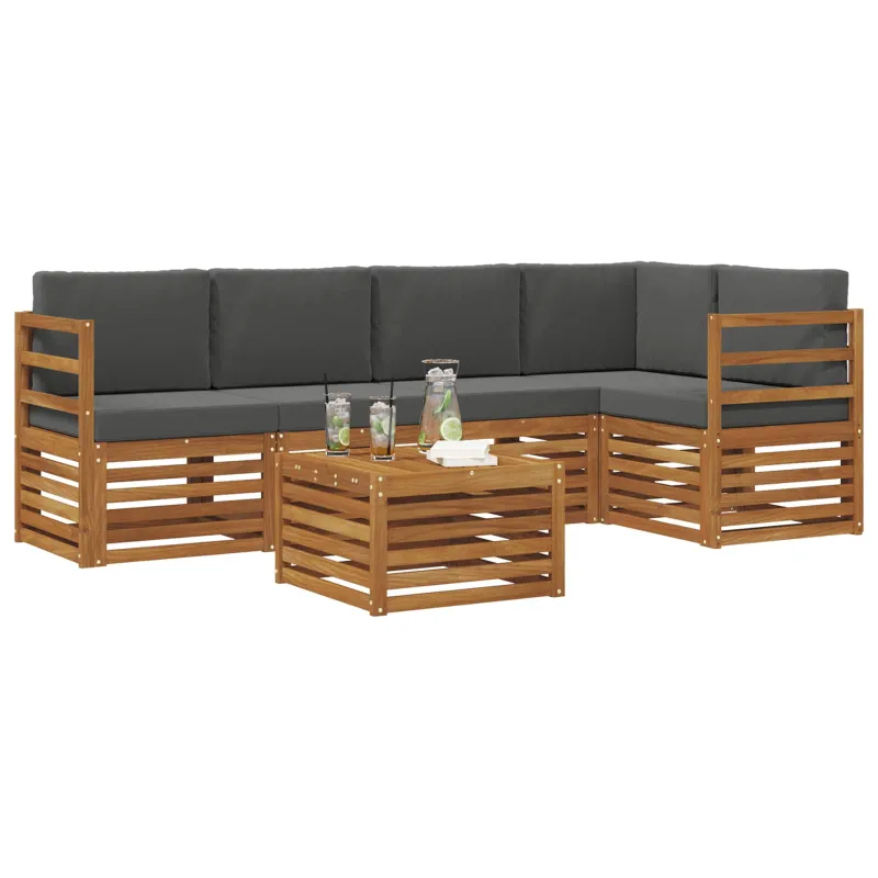 Sekcijos sofų komplektas 6 pcs Natūralus ir antracitas