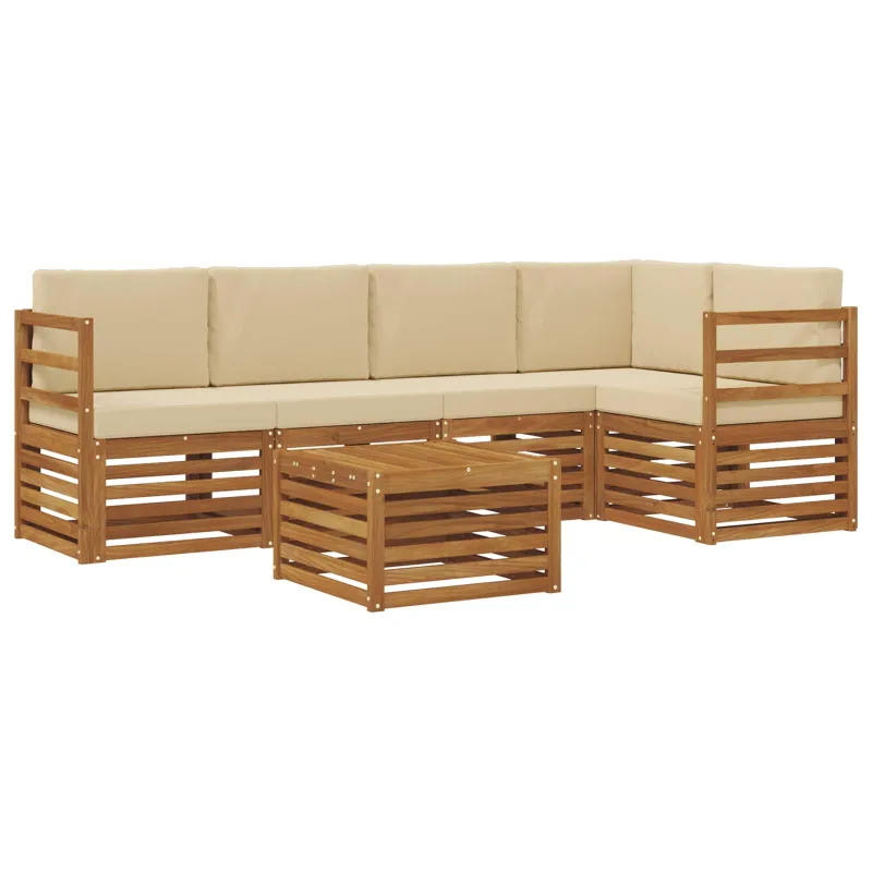Sekcijos sofų komplektas su pagalve 6 pcs Natūralus ir bežinis
