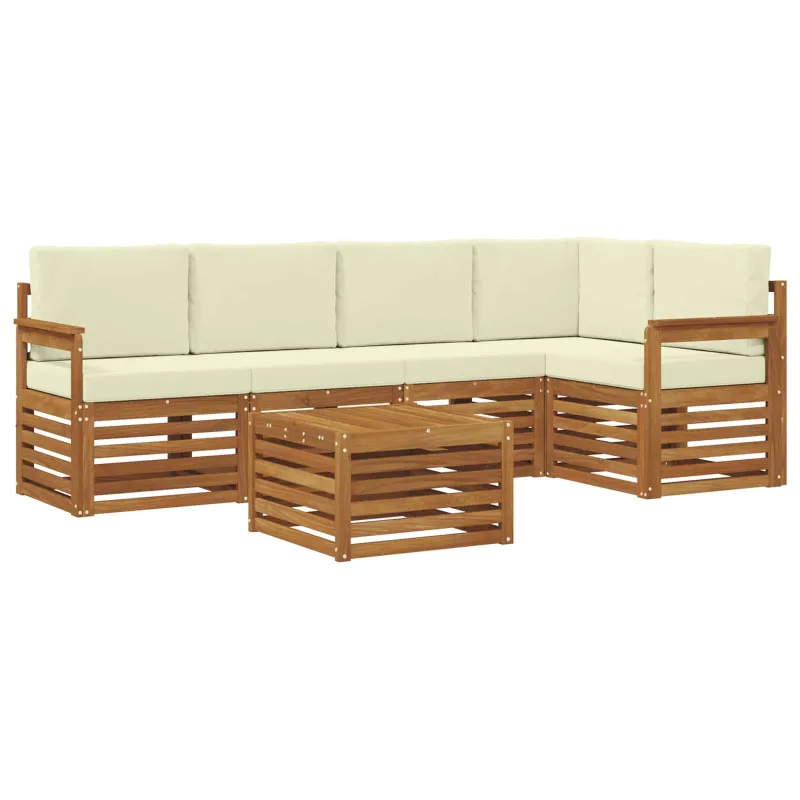Sekcijos sofų komplektas 6 pcs Natūralus ir grietinėlė
