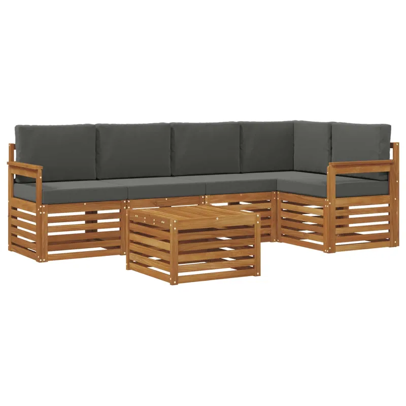 Sekcijos sofų komplektas 6 pcs Natūralus ir antracitas