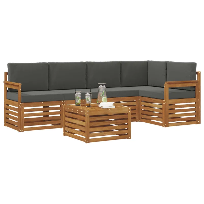 Sekcijos sofų komplektas 6 pcs Natūralus ir antracitas