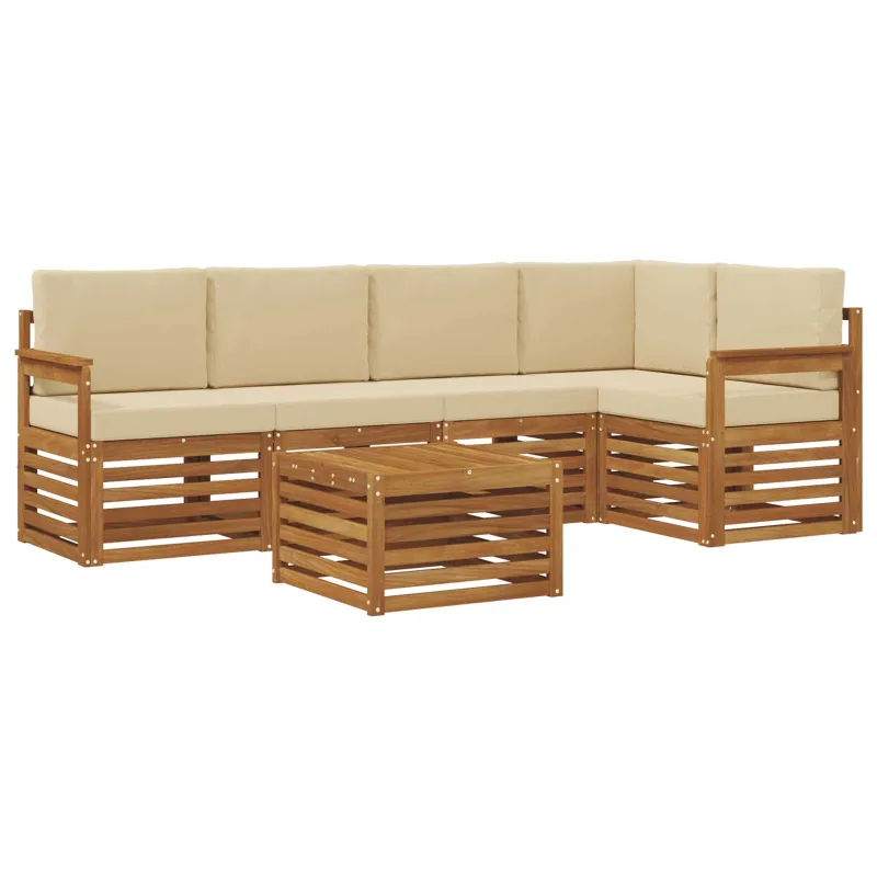 Sekcijos sofų komplektas su pagalve 6 pcs Natūralus ir bežinis