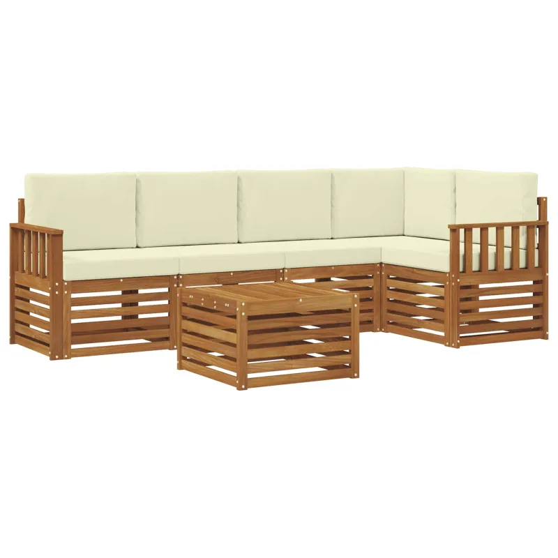 Sekcijos sofų komplektas 6 pcs Natūralus ir grietinėlė