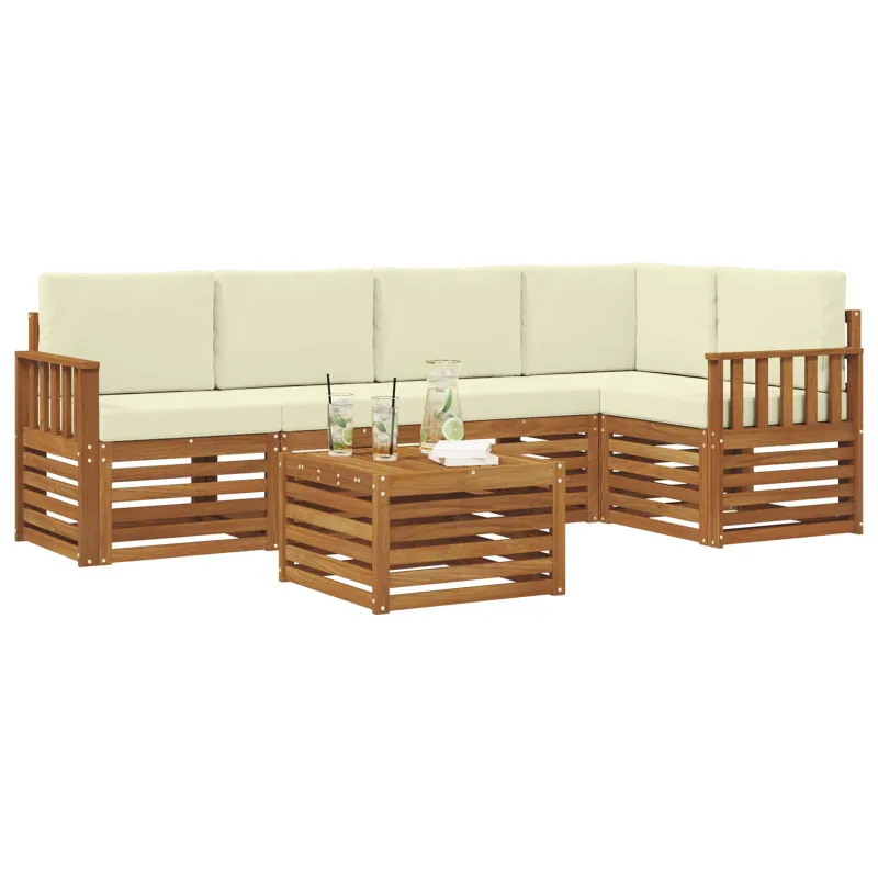 Sekcijos sofų komplektas 6 pcs Natūralus ir grietinėlė
