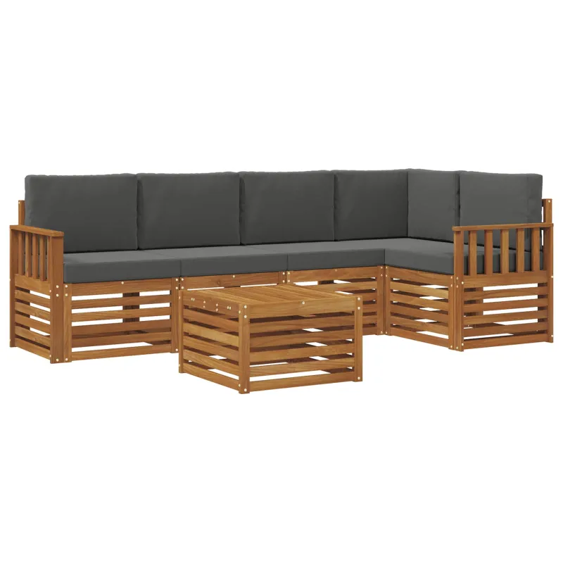 Sekcijos sofų komplektas 6 pcs Natūralus ir antracitas