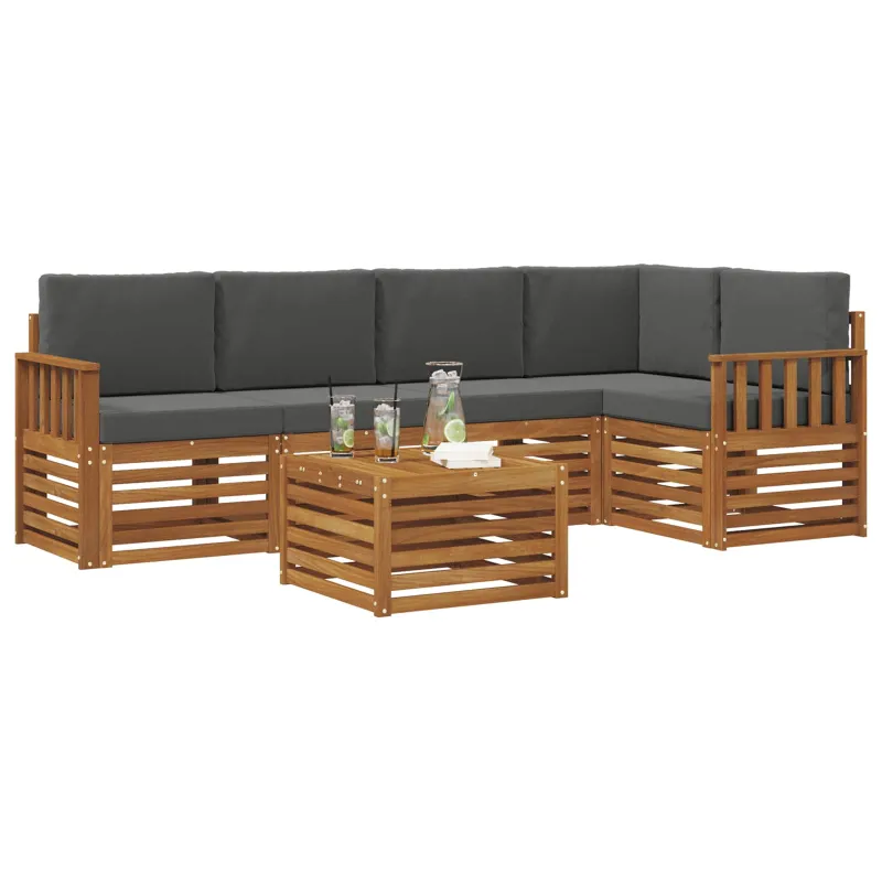 Sekcijos sofų komplektas 6 pcs Natūralus ir antracitas