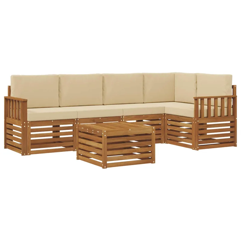 Sekcijos sofų komplektas su pagalve 6 pcs Natūralus ir bežinis