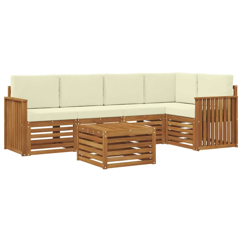 Sekcijos sofų komplektas 6 pcs Natūralus ir grietinėlė