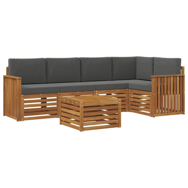 Sekcijos sofų komplektas 6 pcs Natūralus ir antracitas