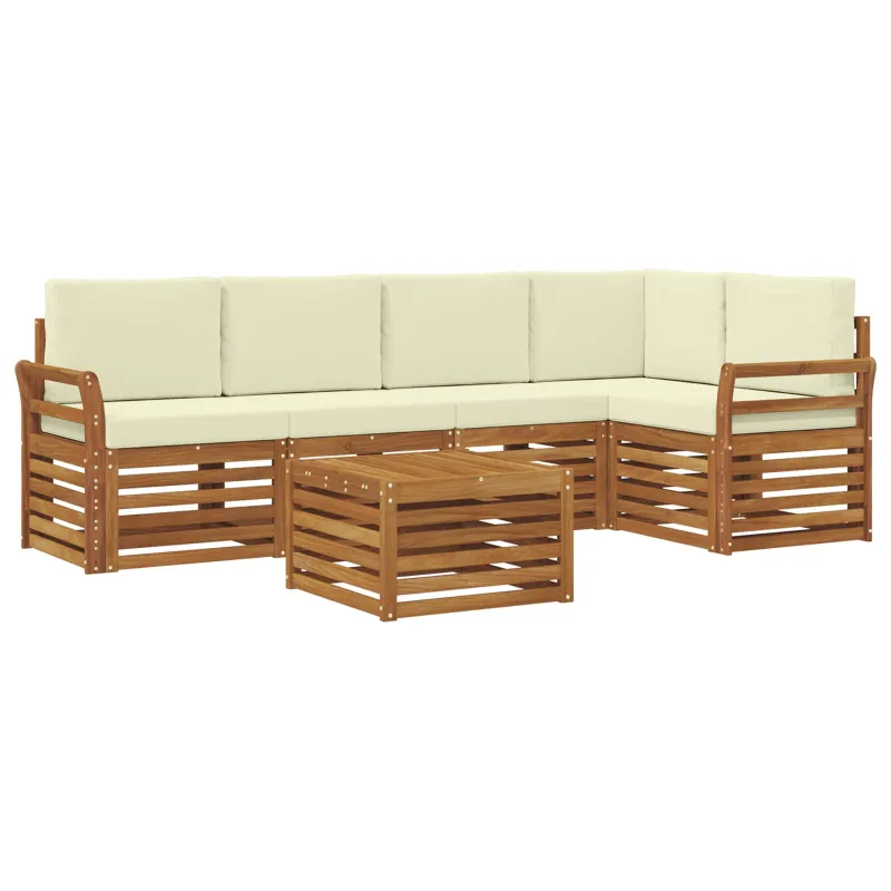 Sekcijos sofų komplektas 6 pcs Natūralus ir grietinėlė