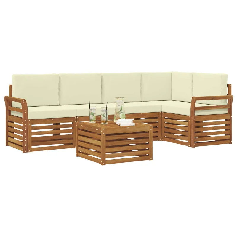 Sekcijos sofų komplektas 6 pcs Natūralus ir grietinėlė