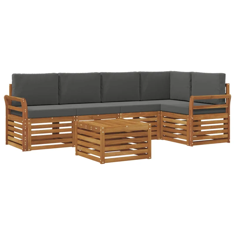 Sekcijos sofų komplektas 6 pcs Natūralus ir antracitas