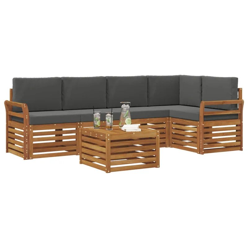 Sekcijos sofų komplektas 6 pcs Natūralus ir antracitas