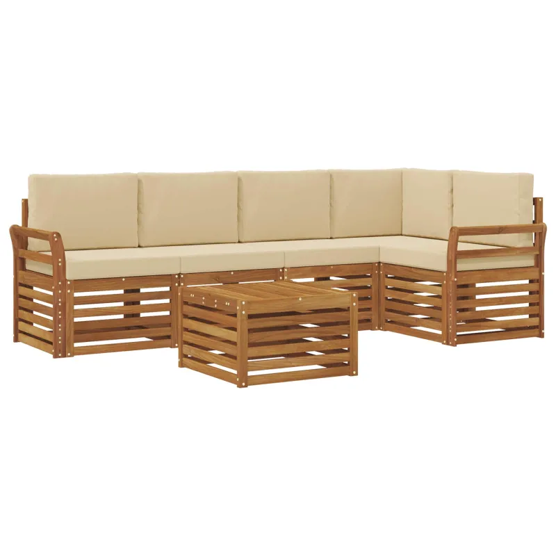 Sekcijos sofų komplektas su pagalve 6 pcs Natūralus ir bežinis