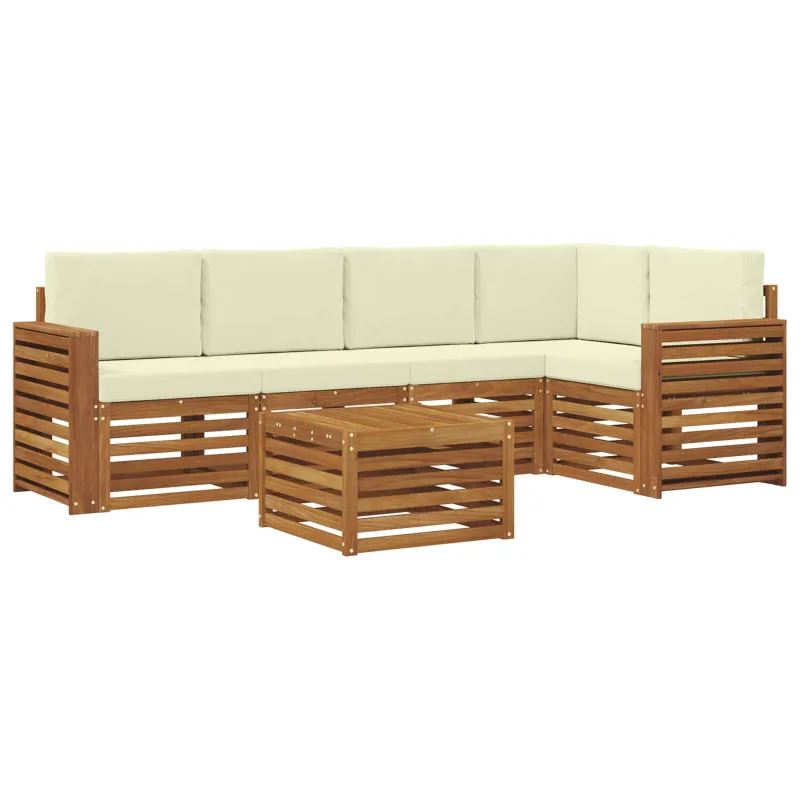 Sekcijos sofų komplektas 6 pcs Natūralus ir grietinėlė