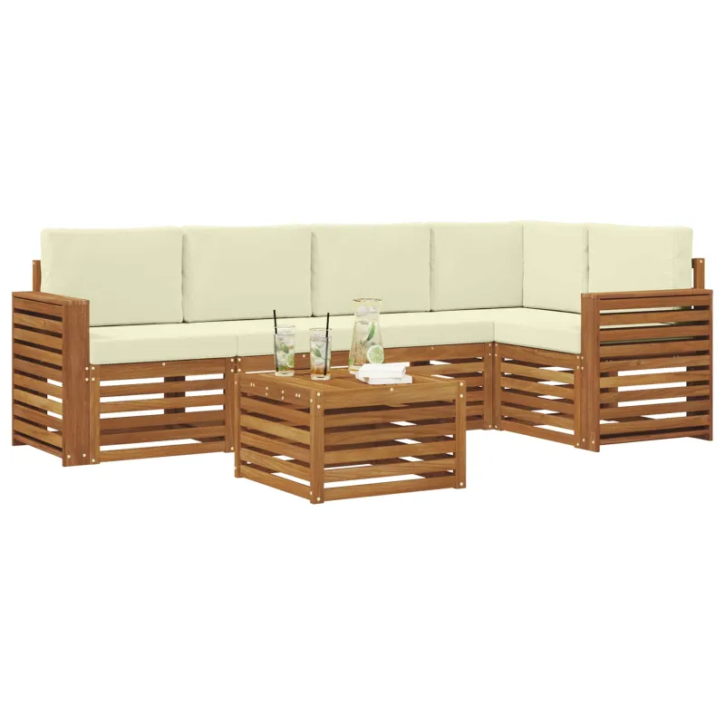 Sekcijos sofų komplektas 6 pcs Natūralus ir grietinėlė