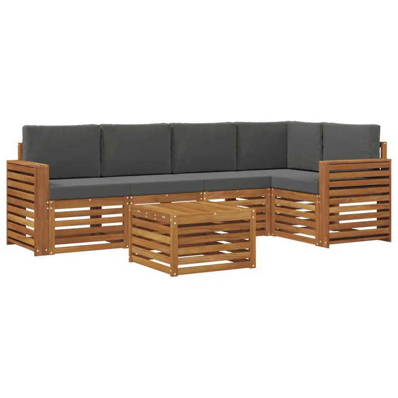 Sekcijos sofų komplektas 6 pcs Natūralus ir antracitas