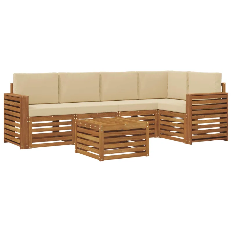 Sekcijos sofų komplektas su pagalve 6 pcs Natūralus ir bežinis