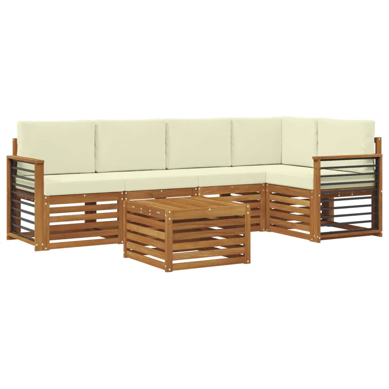 Sekcijos sofų komplektas 6 pcs Natūralus ir grietinėlė