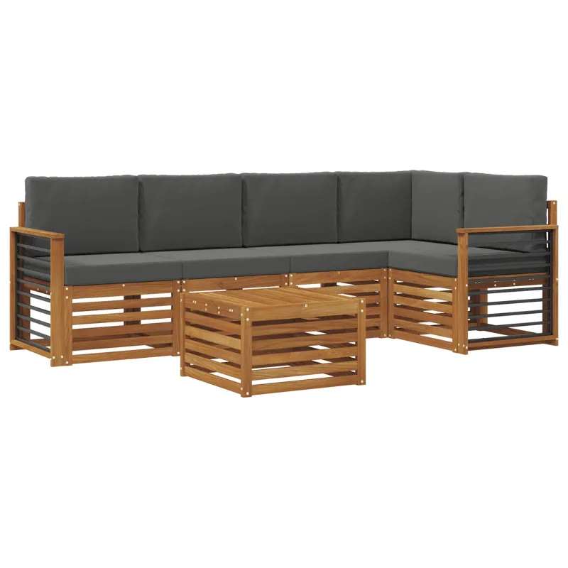 Sekcijos sofų komplektas 6 pcs Natūralus ir antracitas