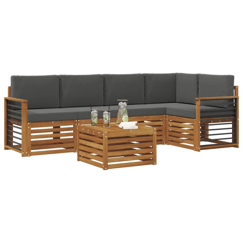 Sekcijos sofų komplektas 6 pcs Natūralus ir antracitas