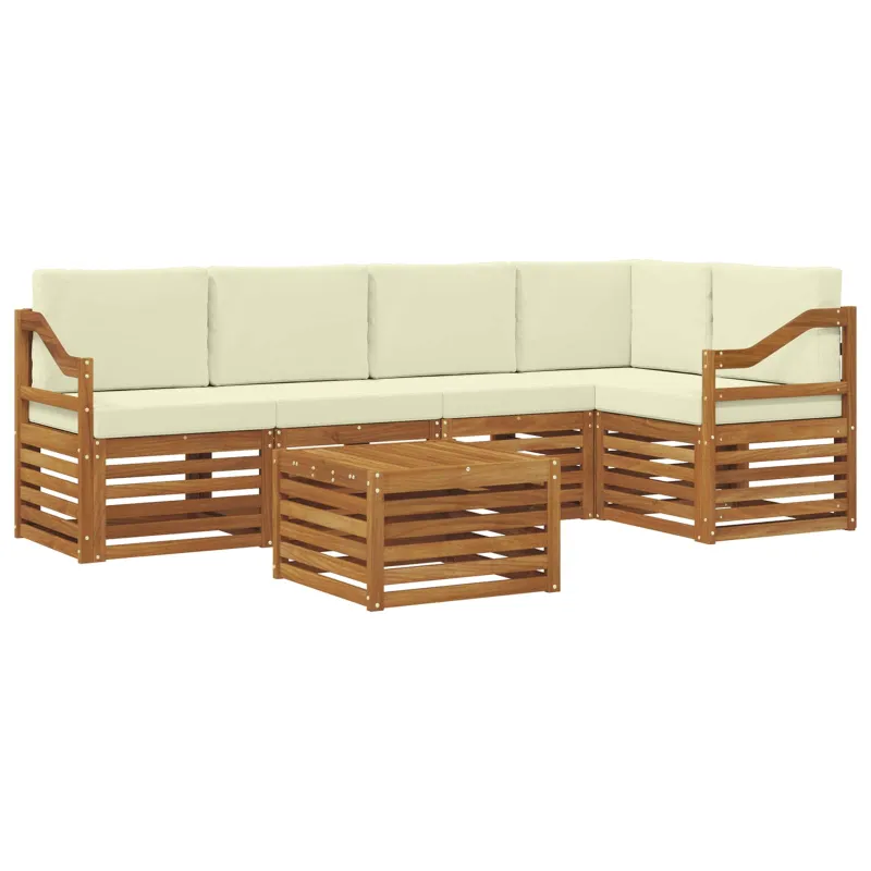 Sekcijos sofų komplektas 6 pcs Natūralus ir grietinėlė