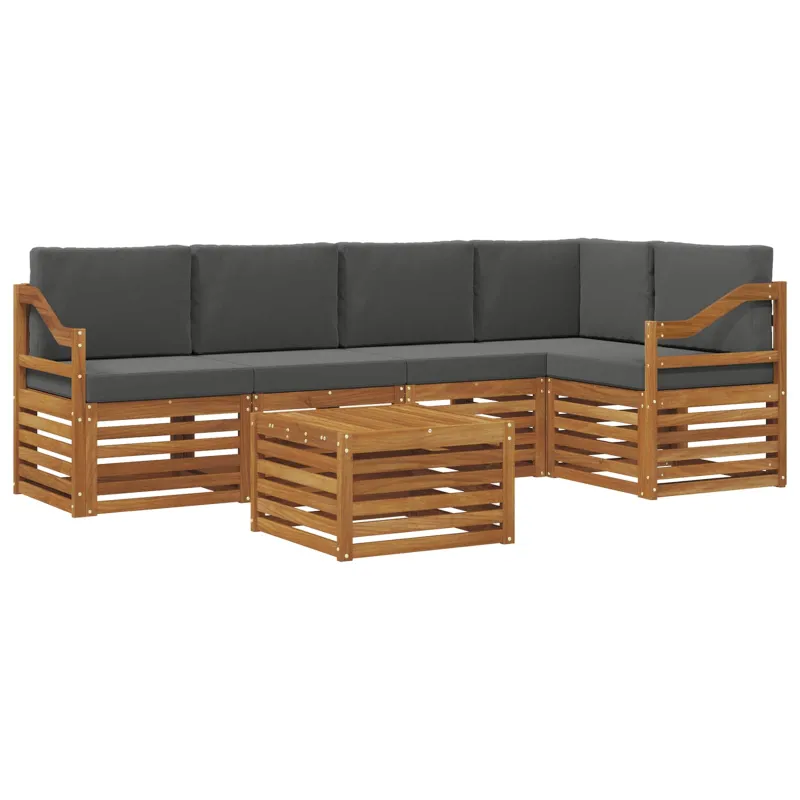 Sekcijos sofų komplektas 6 pcs Natūralus ir antracitas