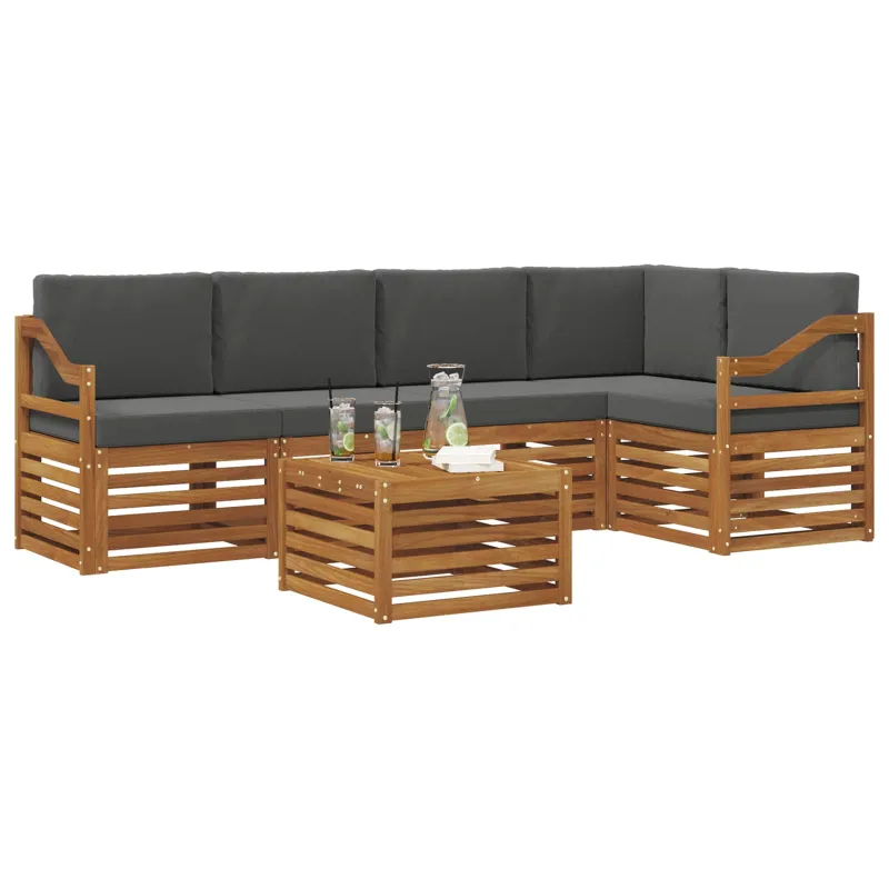 Sekcijos sofų komplektas 6 pcs Natūralus ir antracitas