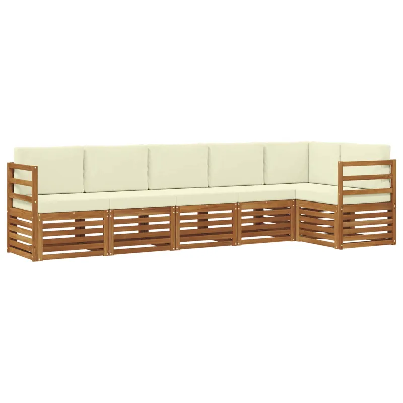 Sekcijos sofų komplektas 6 pcs Natūralus ir grietinėlė