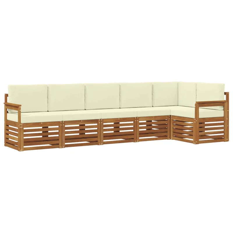 Sekcijos sofų komplektas 6 pcs Natūralus ir grietinėlė