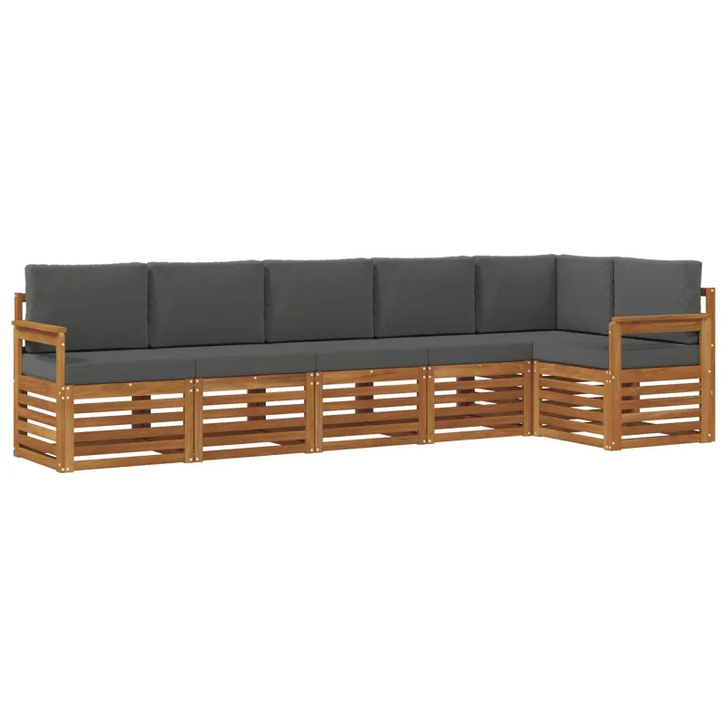 Sekcijos sofų komplektas 6 pcs Natūralus ir antracitas