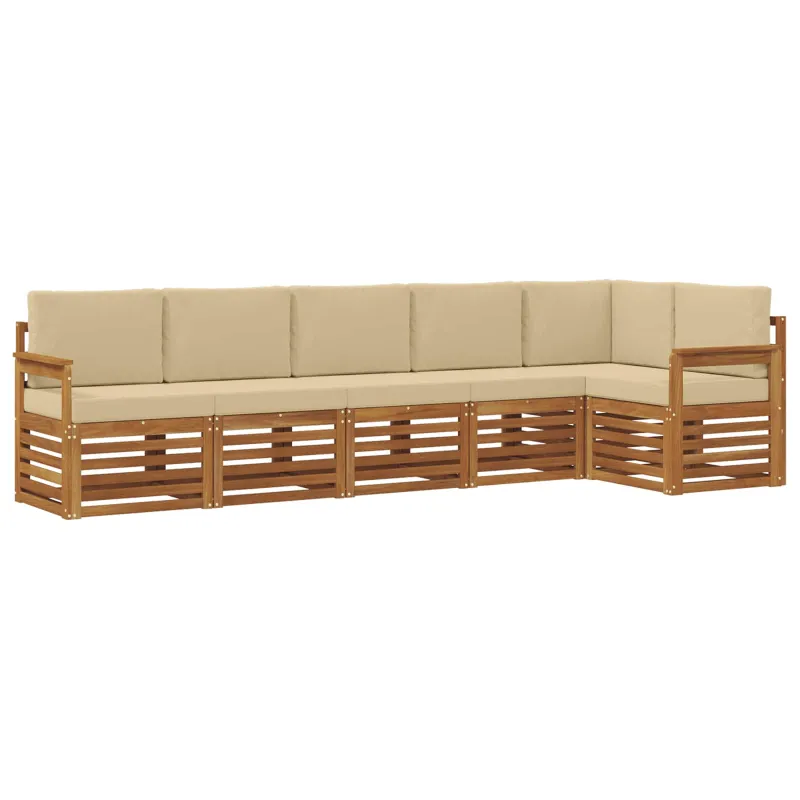 Sekcijos sofų komplektas su pagalve 6 pcs Natūralus ir bežinis