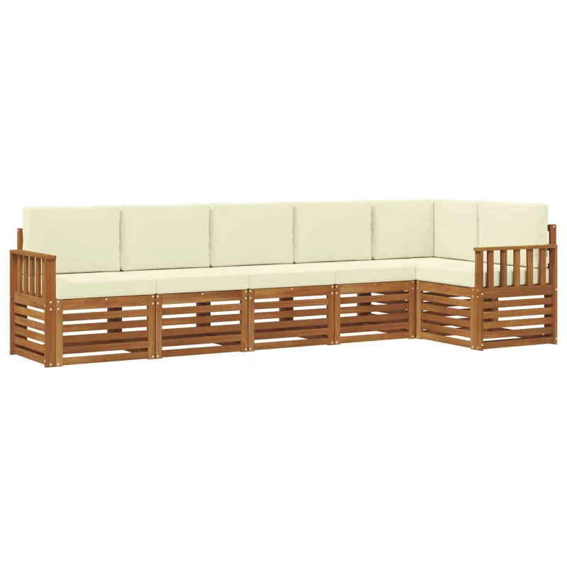 Sekcijos sofų komplektas 6 pcs Natūralus ir grietinėlė