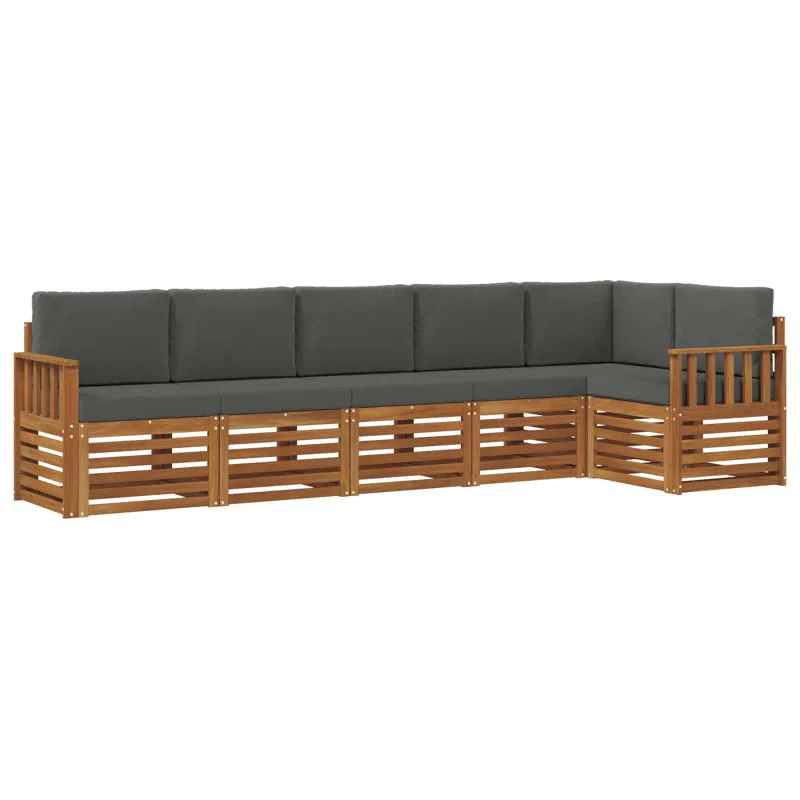 Sekcijos sofų komplektas 6 pcs Natūralus ir antracitas