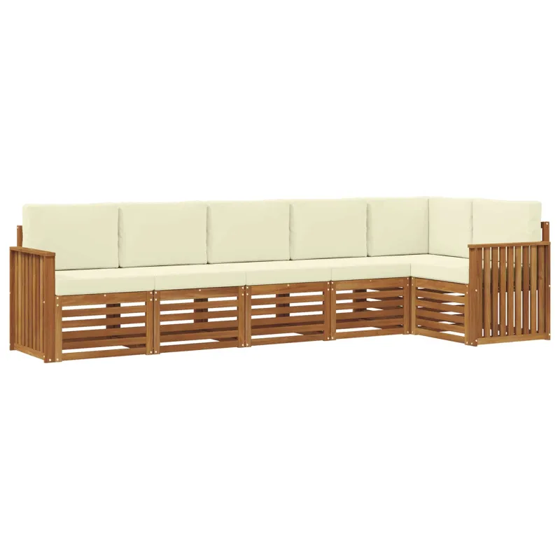 Sekcijos sofų komplektas 6 pcs Natūralus ir grietinėlė