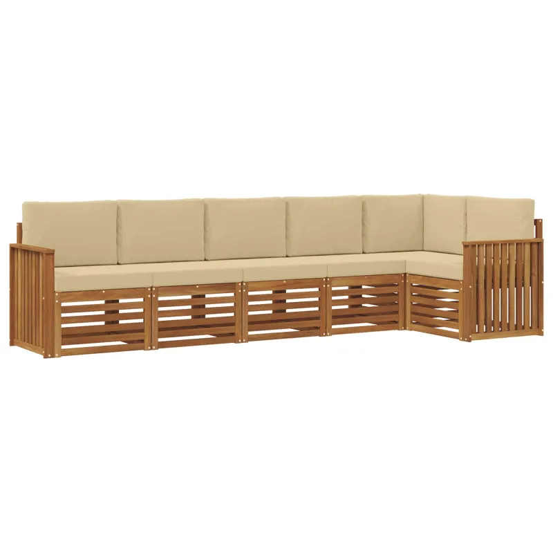 Sekcijos sofų komplektas su pagalve 6 pcs Natūralus ir bežinis