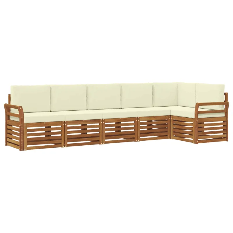 Sekcijos sofų komplektas 6 pcs Natūralus ir grietinėlė