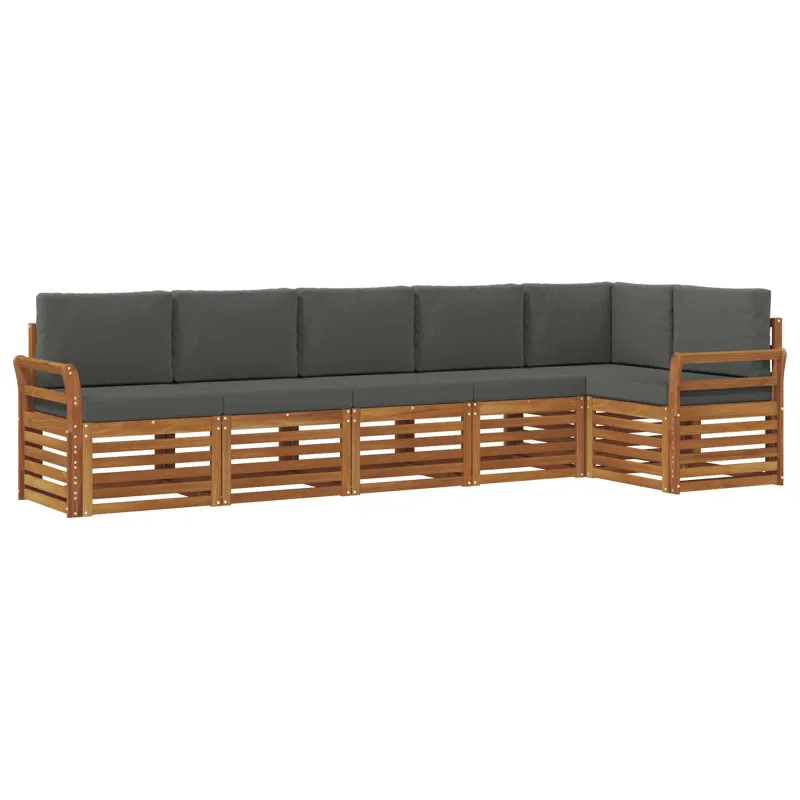 Sekcijos sofų komplektas 6 pcs Natūralus ir antracitas