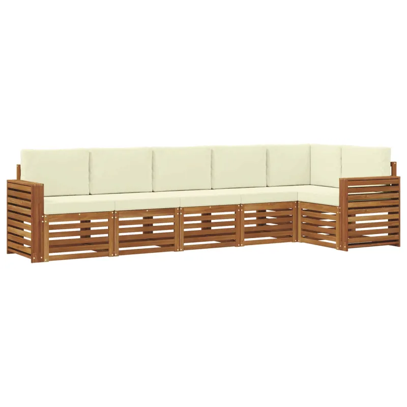 Sekcijos sofų komplektas 6 pcs Natūralus ir grietinėlė