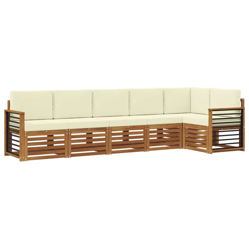 Sekcijos sofų komplektas 6 pcs Natūralus ir grietinėlė